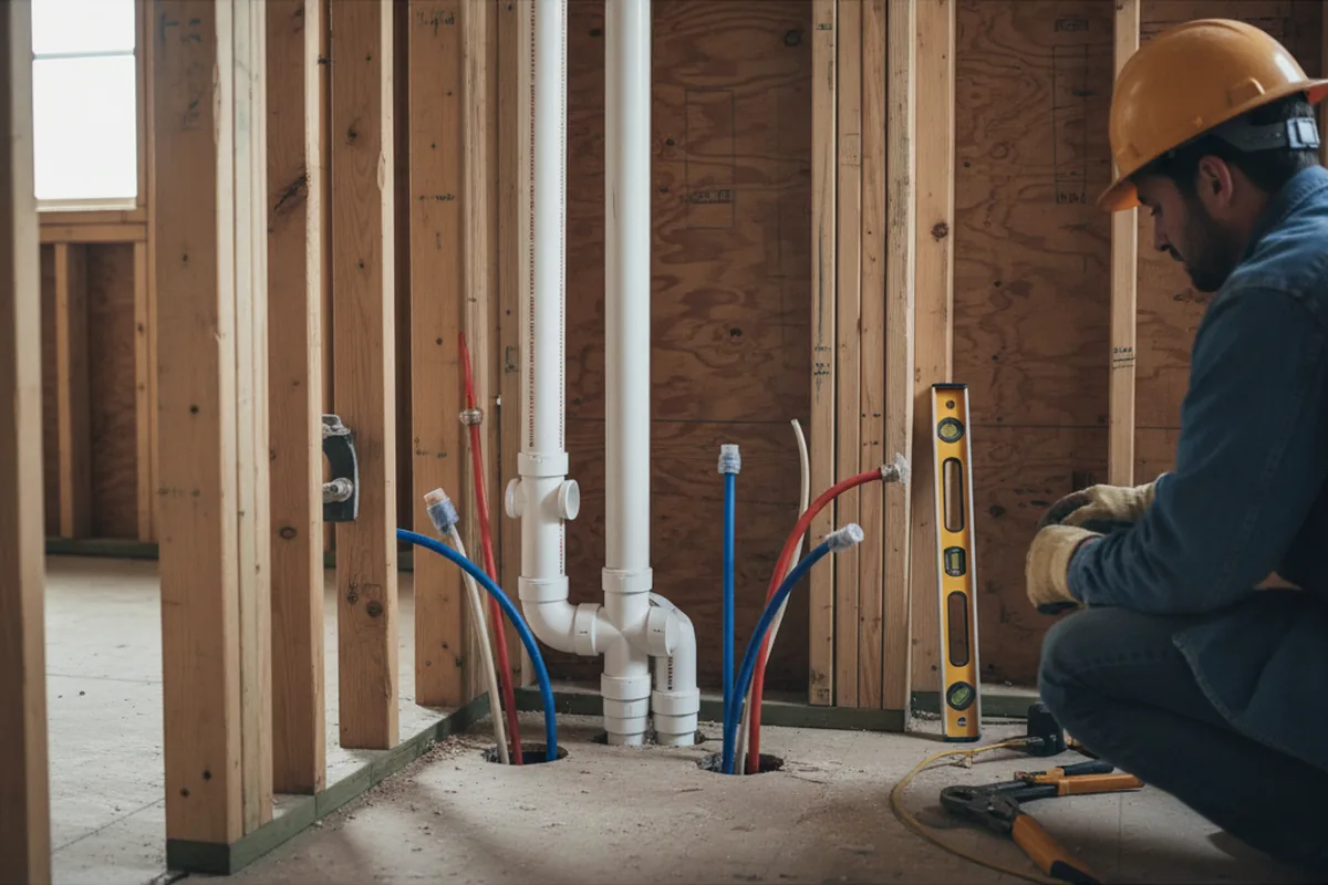 Drain and supply rough-in during Drain Cleaning in Spring Glen