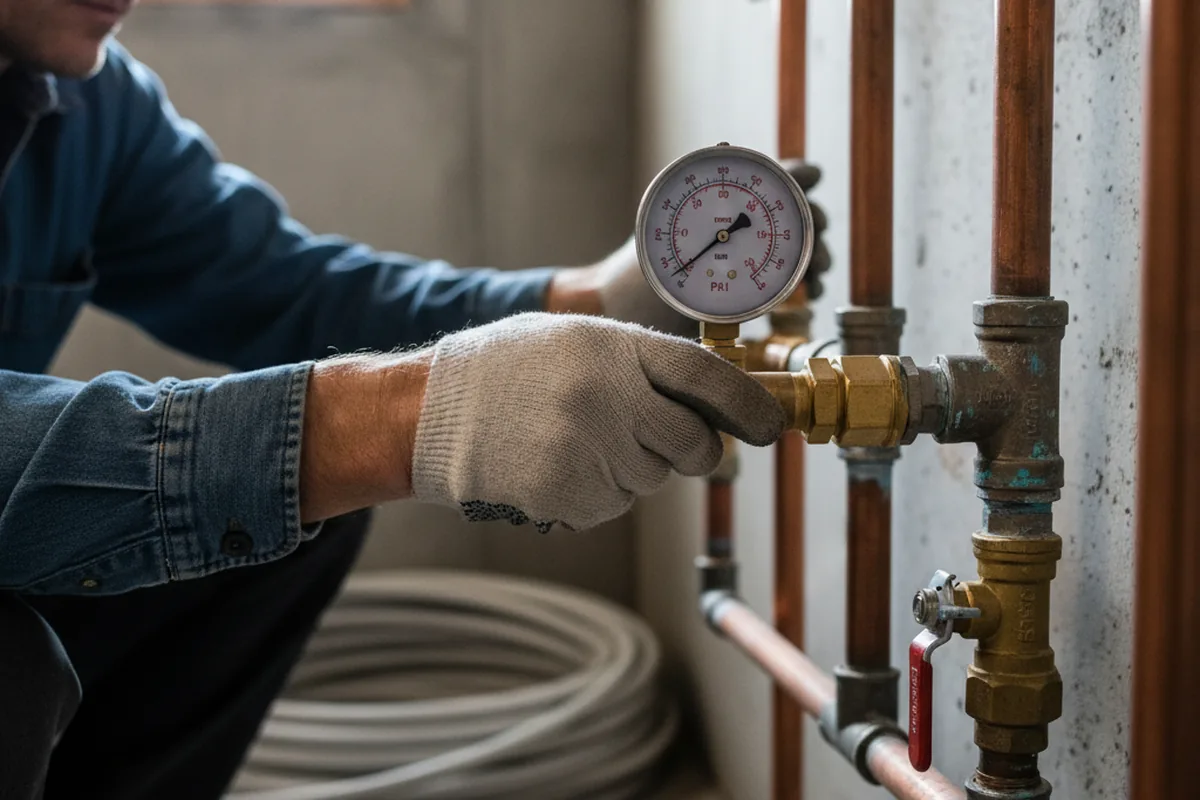 Pressure testing a repaired line during Water Line Repair in Spring Glen